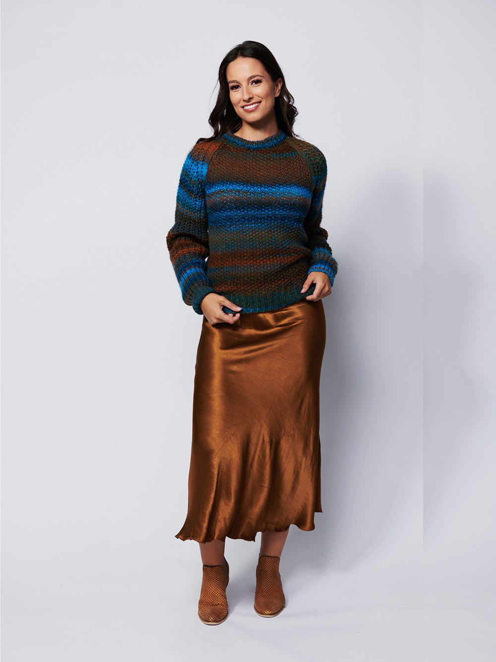 Colombia Round Neck Knit Sweater  - TURQUOISE