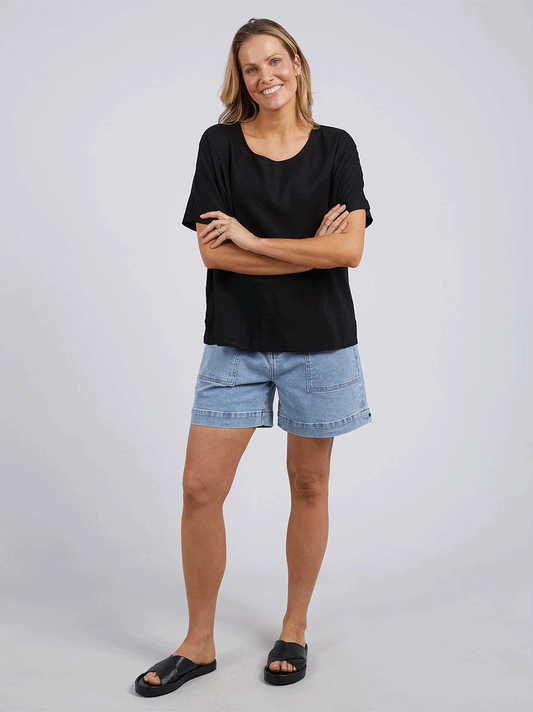 Curtis Woven Short Sleeve Tee - BLACK