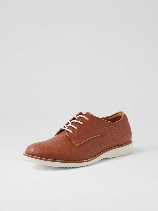 Derby Recycled Leather Shoes - COGNAC