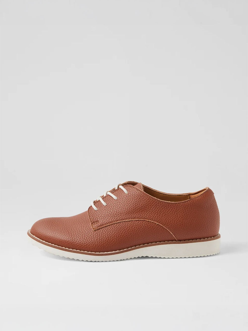Derby Recycled Leather Shoes - COGNAC