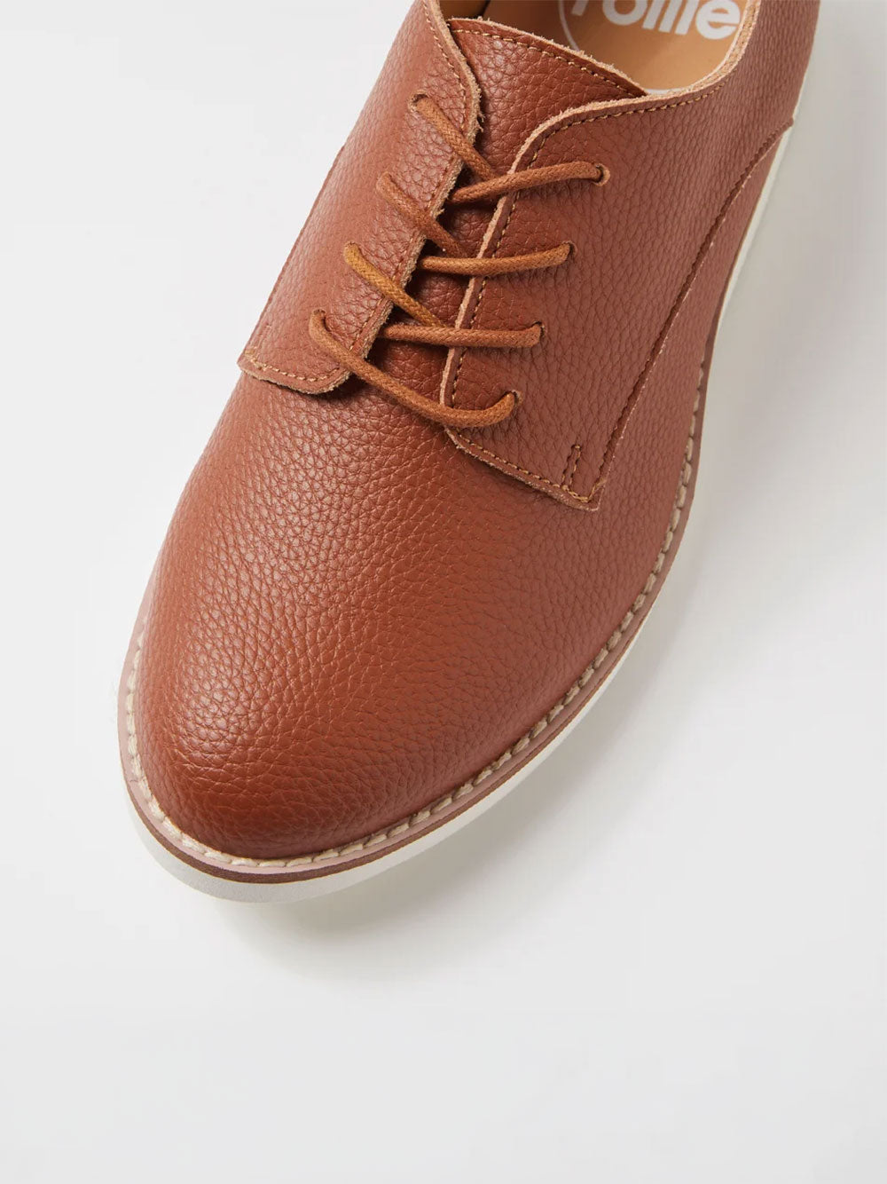 Derby Recycled Leather Shoes - COGNAC