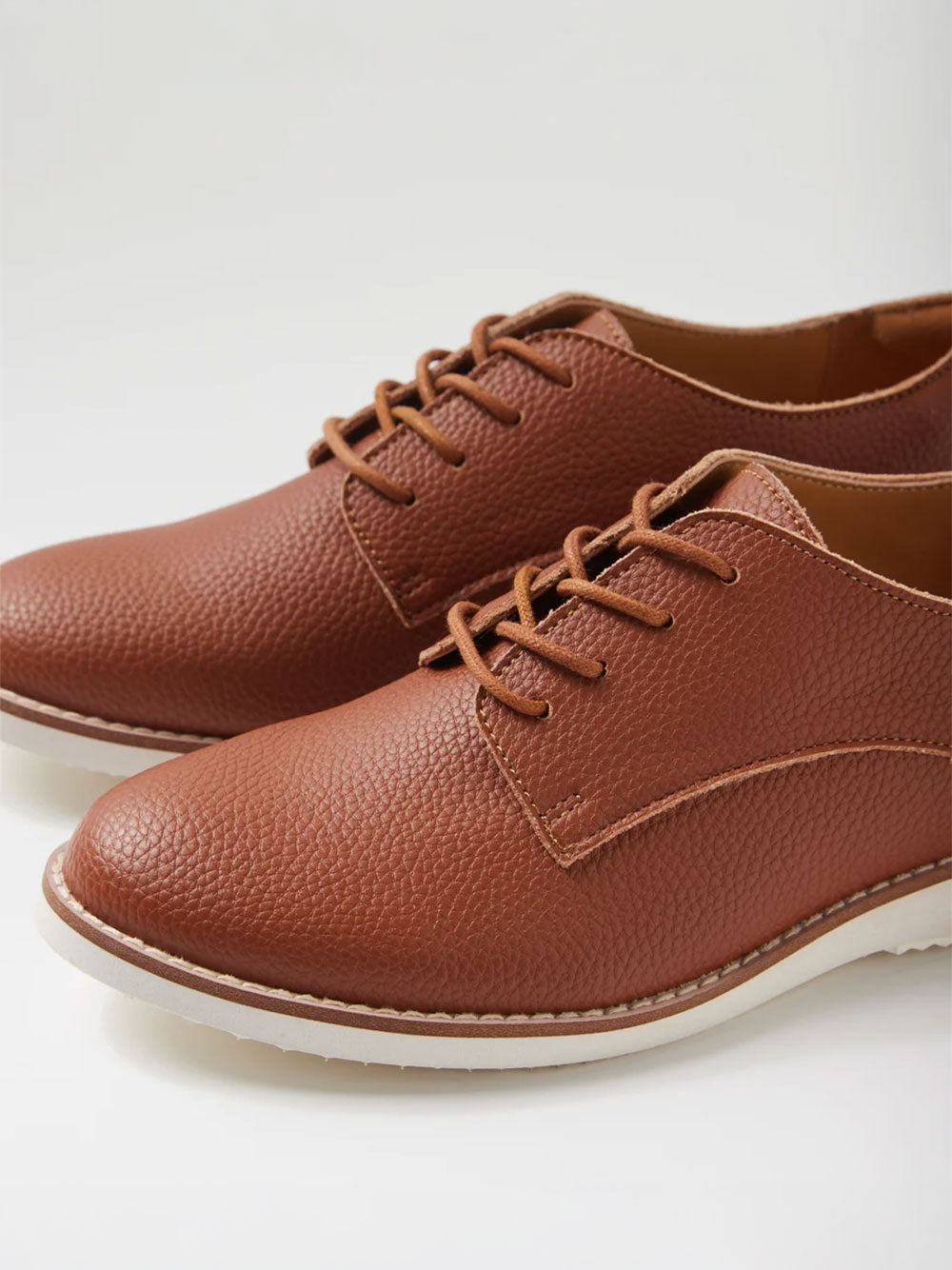Derby Recycled Leather Shoes - COGNAC