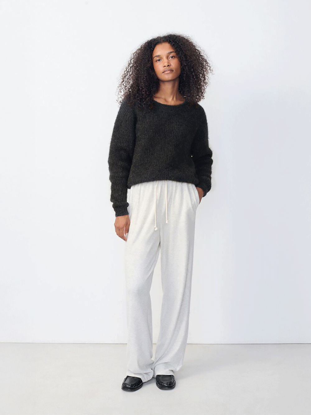 East Round Neck Pullover - CHARCOAL MELANGE
