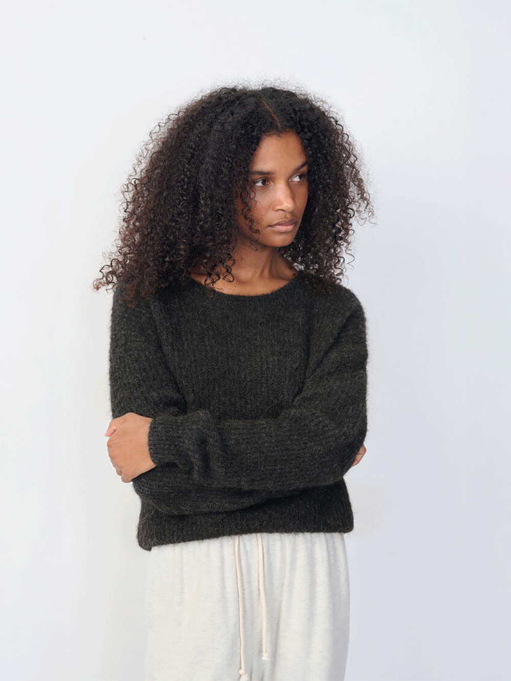 East Round Neck Pullover - CHARCOAL MELANGE