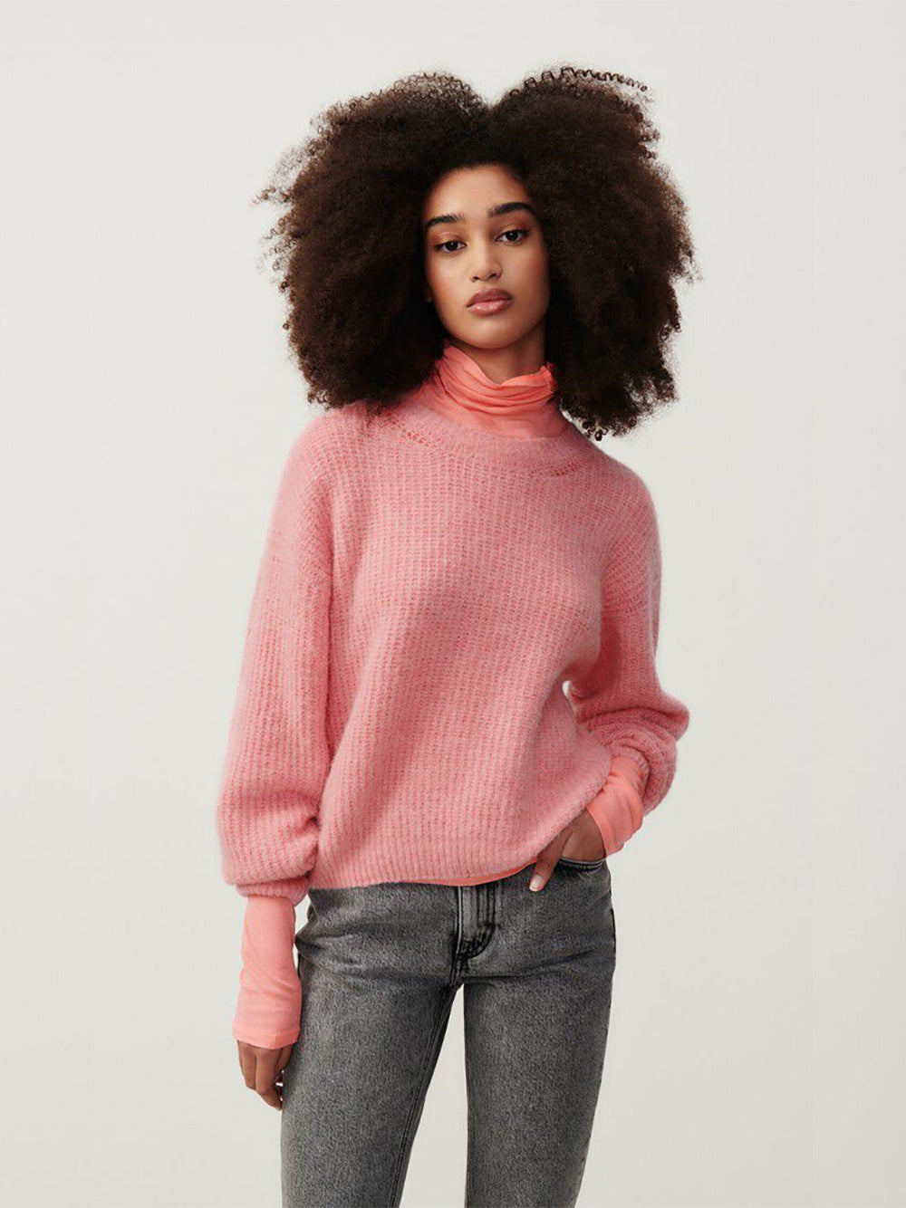 East Round Neck Pullover - ORCHID MELANGE