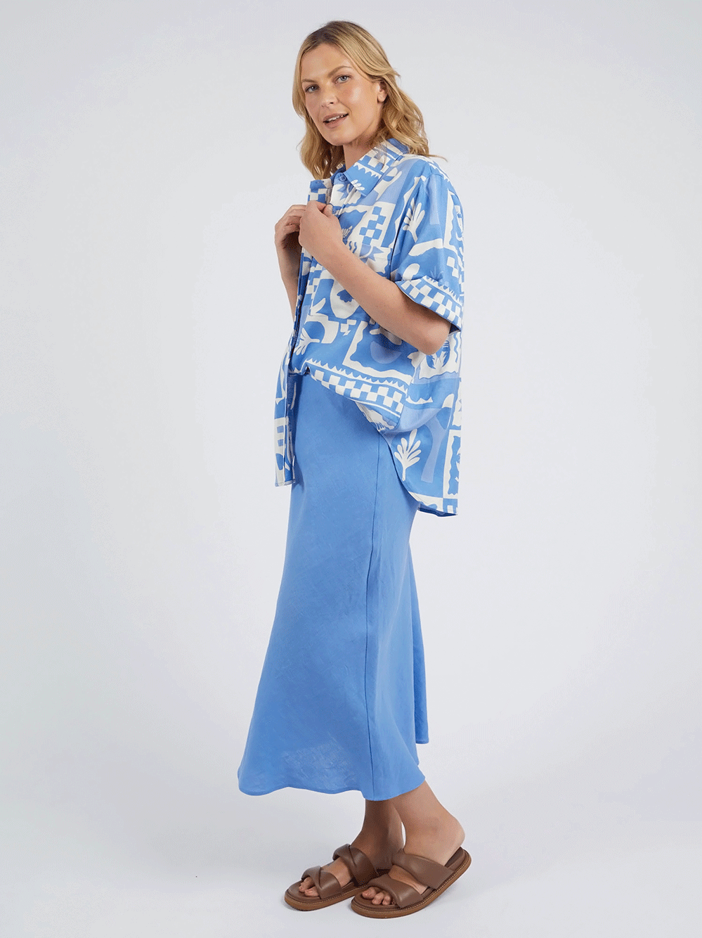 Eleni Linen Midi Skirt