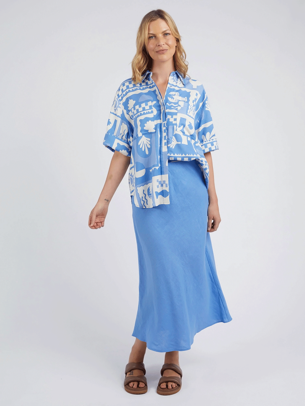 Eleni Linen Midi Skirt