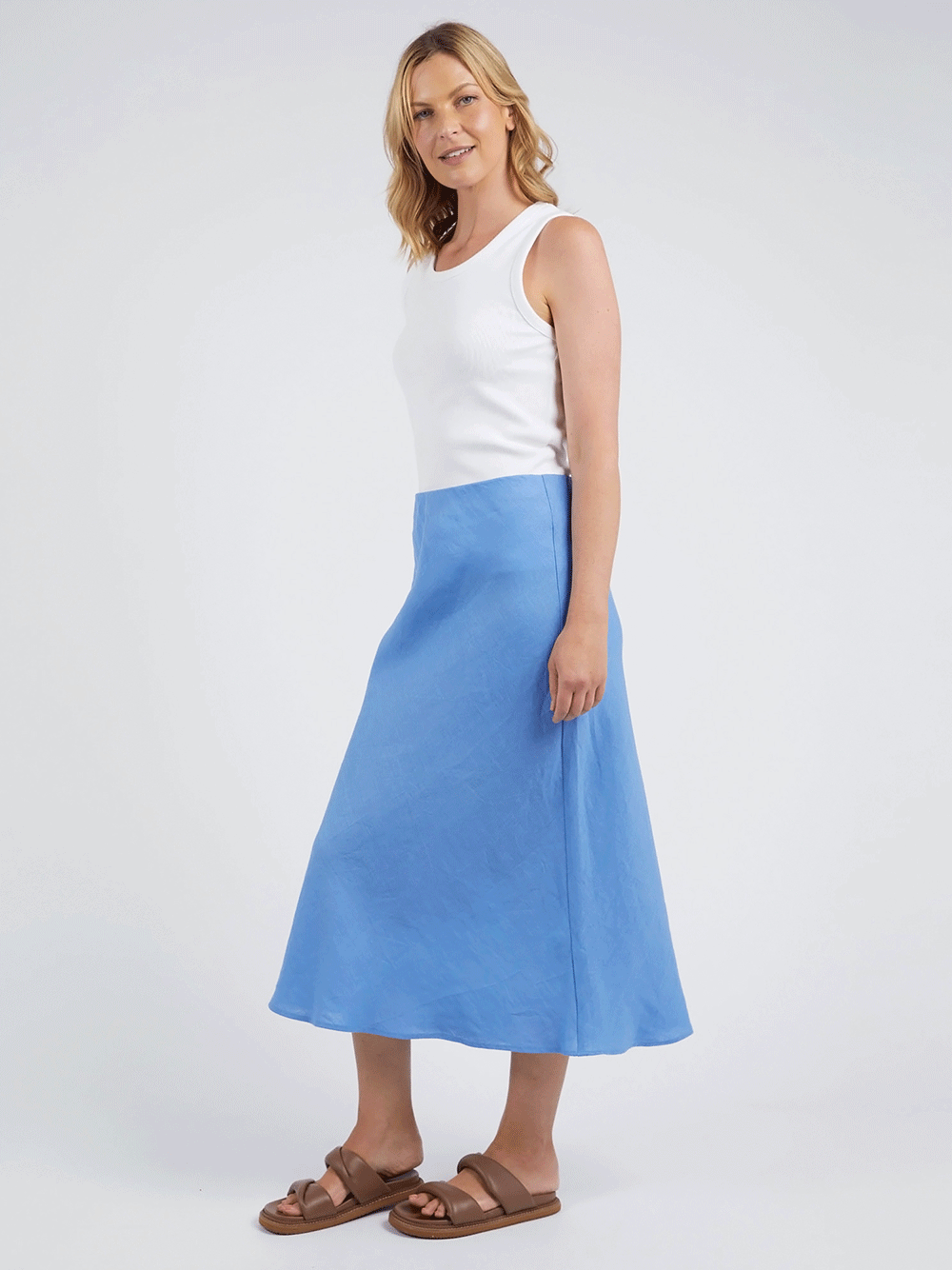 Eleni Linen Midi Skirt