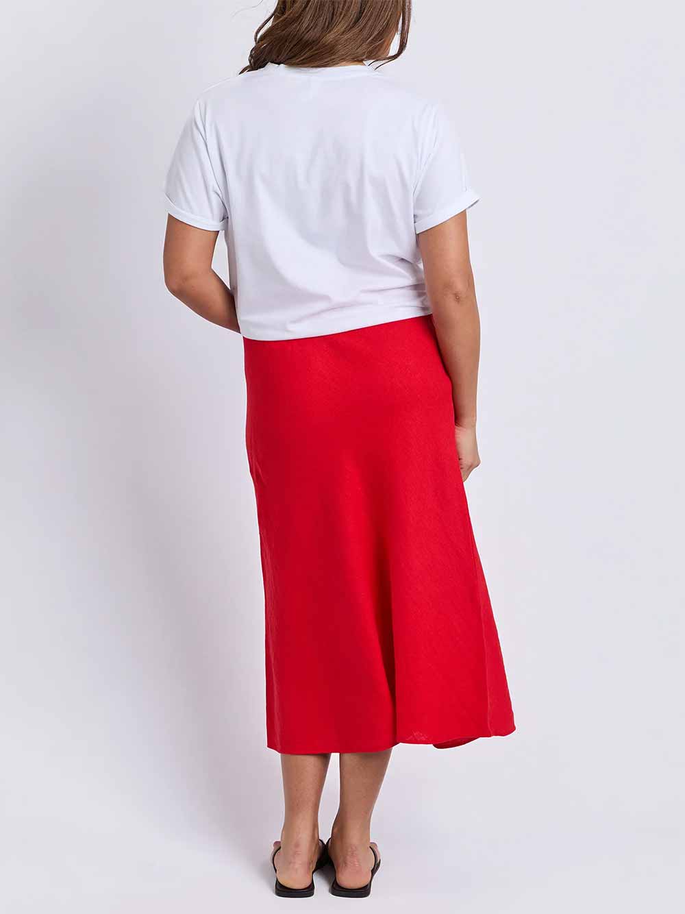 Eleni Linen Midi Skirt - RED