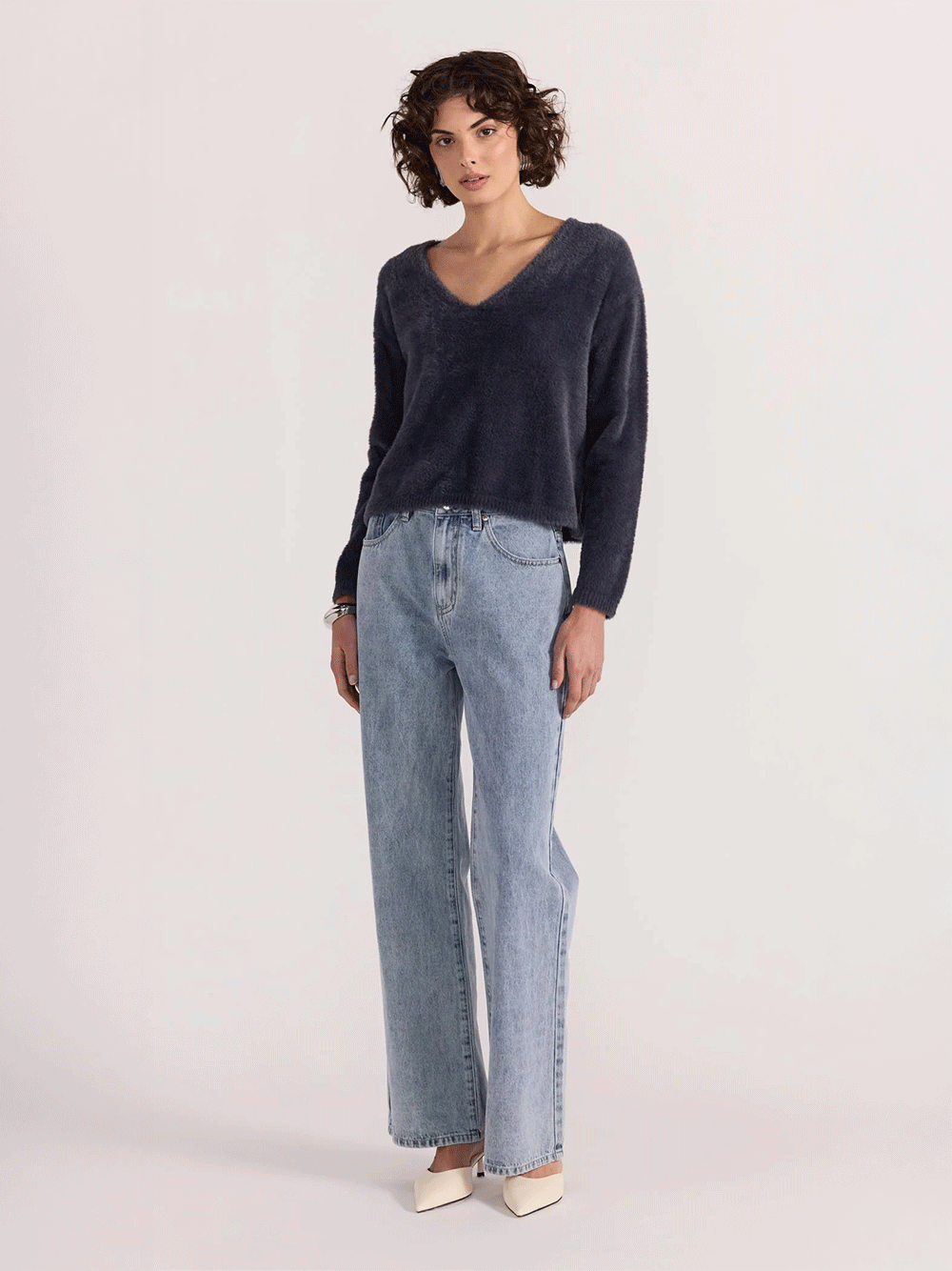 Ember Fluffy Knit Sweater - SLATE