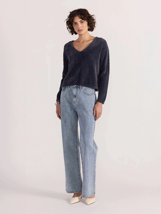 Ember Fluffy Knit Sweater - SLATE