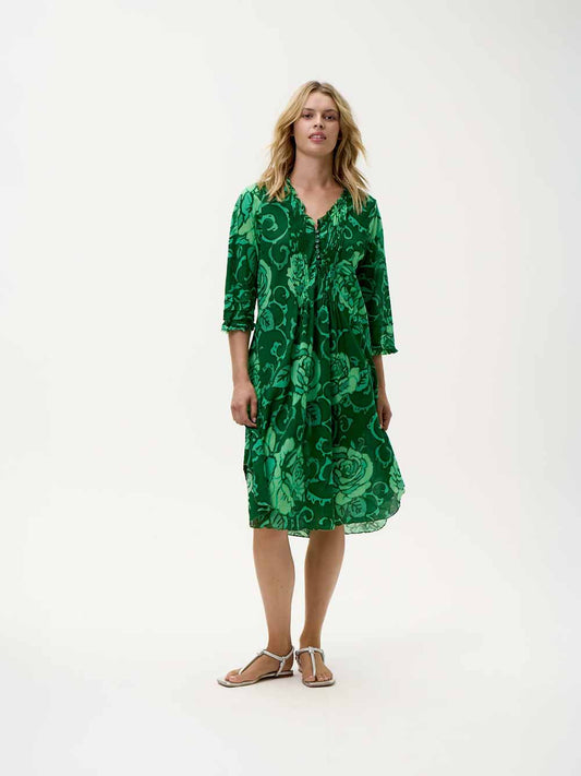 Poppy Middy Emerald Coast Print Cotton Dress