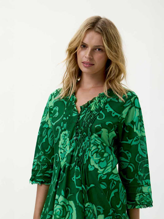 Poppy Middy Emerald Coast Print Cotton Dress