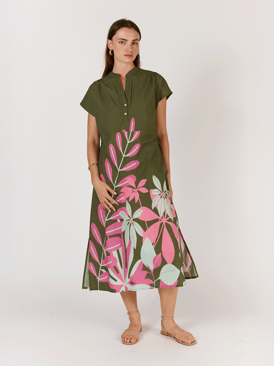 Fern Cap Sleeve Dress - KHAKI