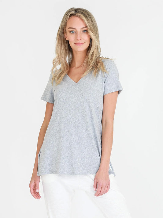 Frankie V-Neck Tee - GREY