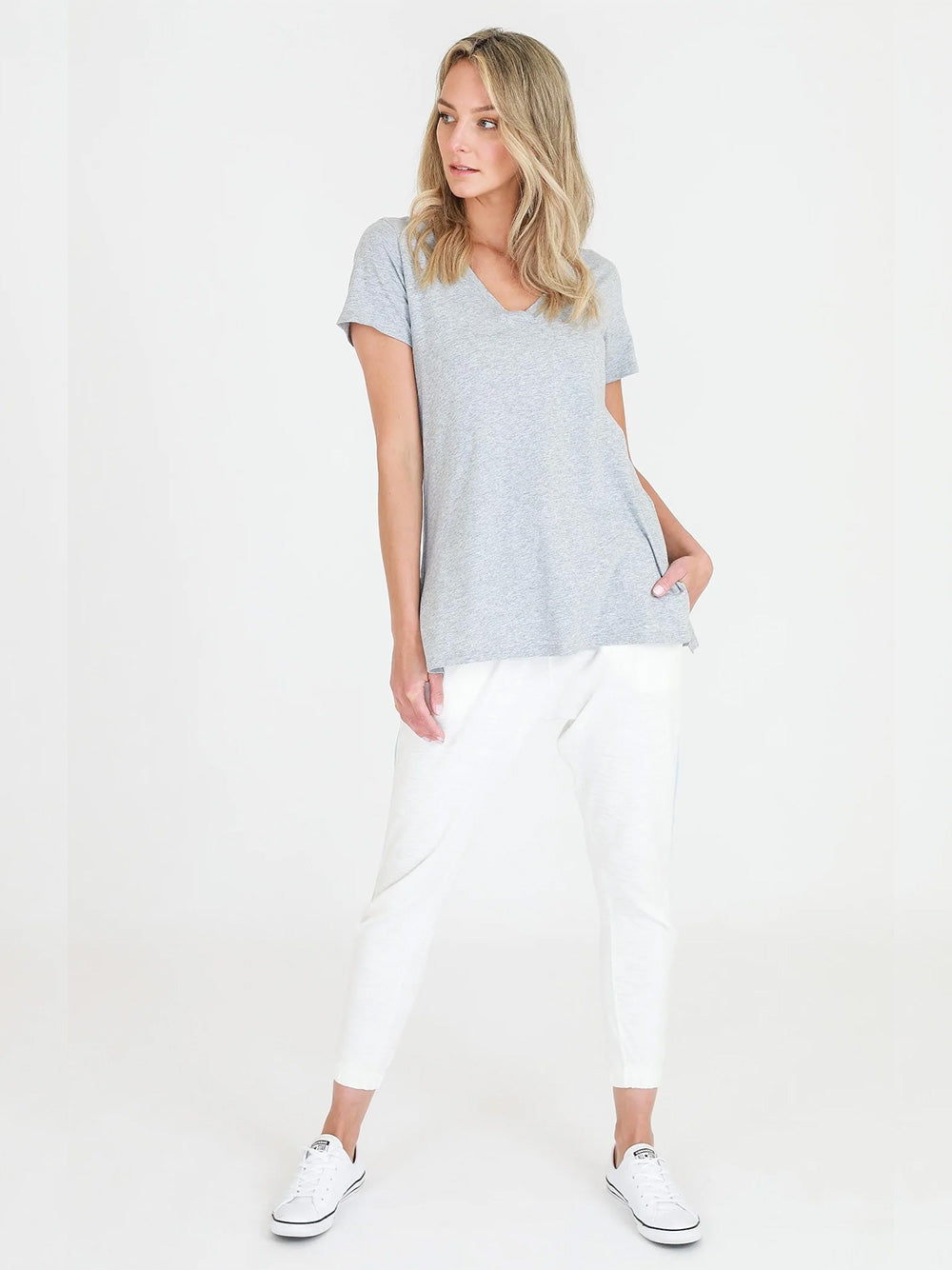 Frankie V-Neck Tee - GREY