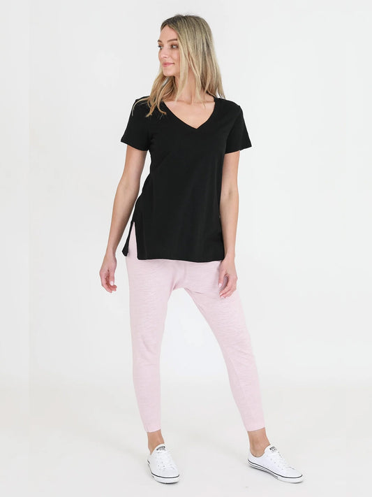 Frankie V-Neck Tee - BLACK