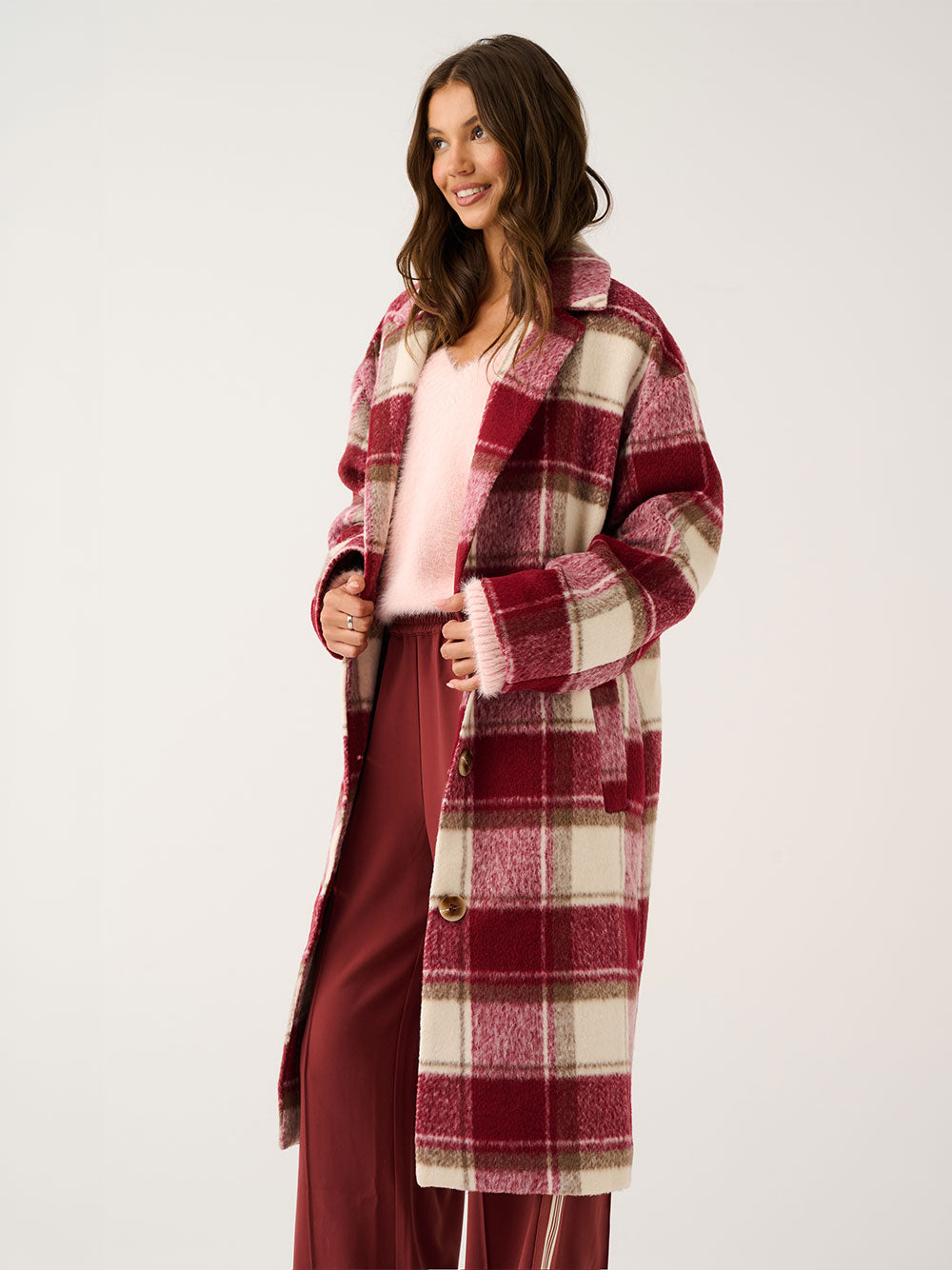 Greta Coat - BERRY CHECK