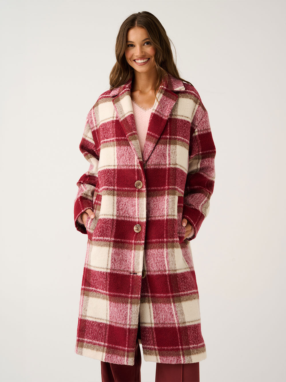 Greta Coat - BERRY CHECK