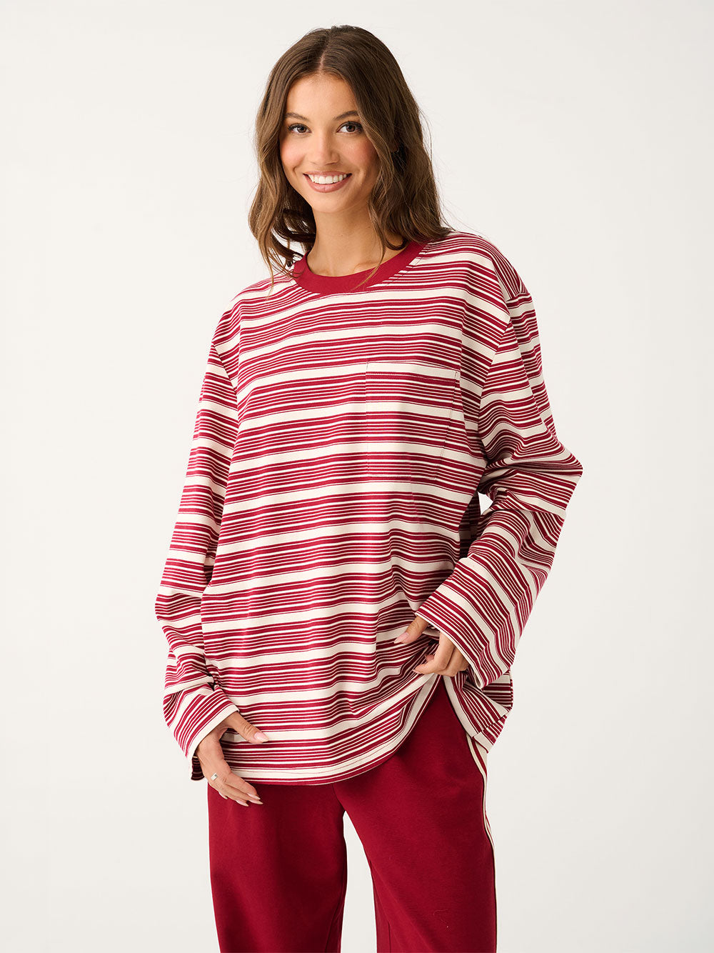 Harley Long Sleeve Top - MULBERRY STRIPE