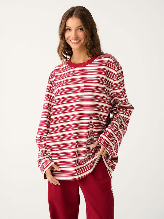 Harley Long Sleeve Top - MULBERRY STRIPE