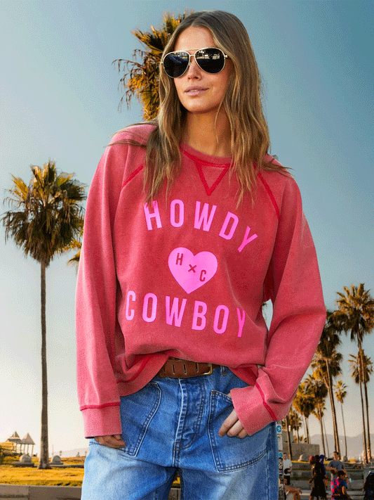 Howdy Cowboy Vintage Sweat - RED