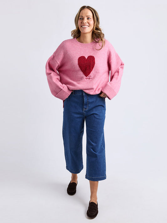Intersia Heart Knit - PINK