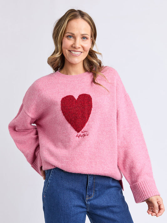 Intersia Heart Knit - PINK