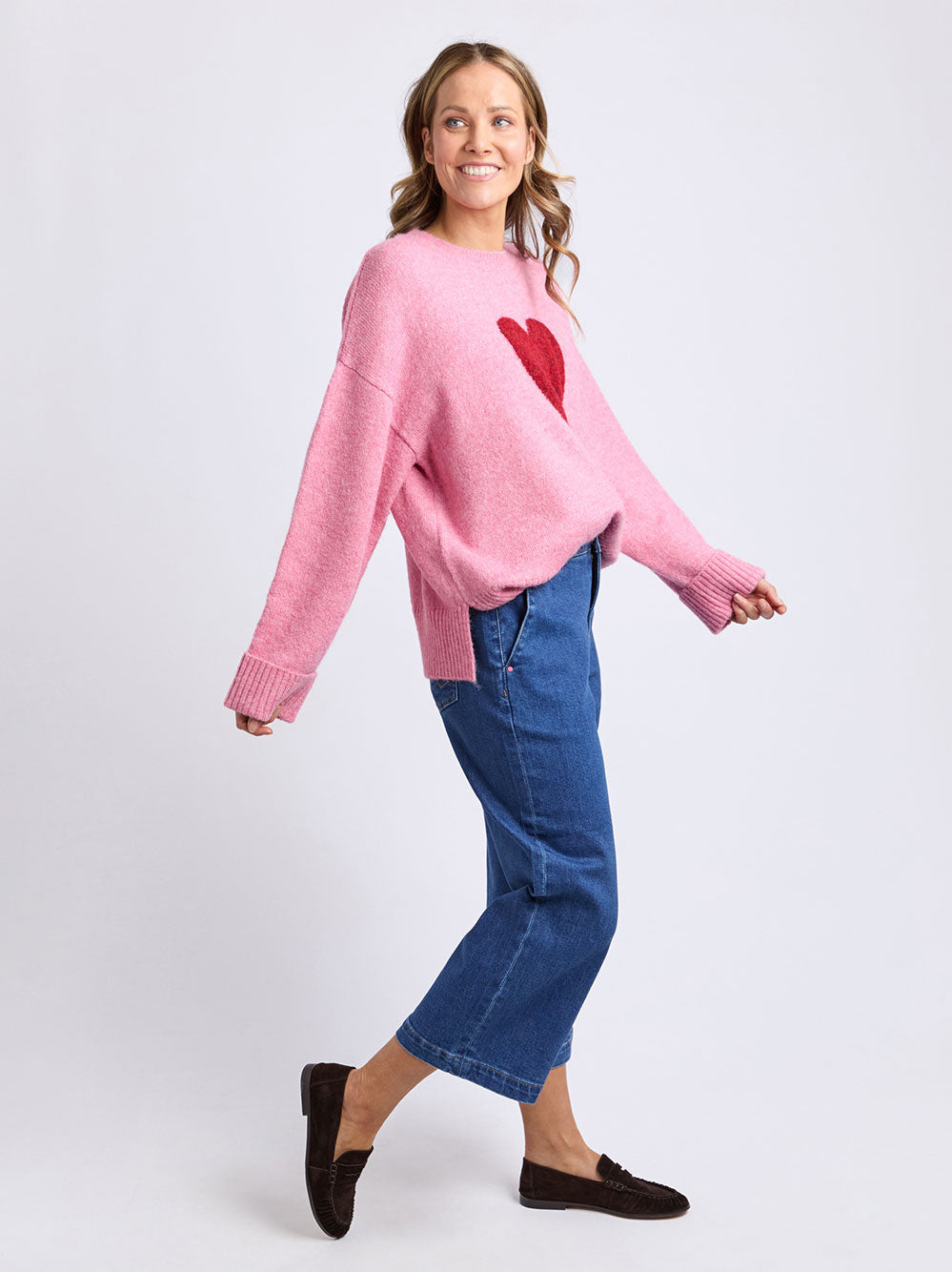 Intersia Heart Knit - PINK