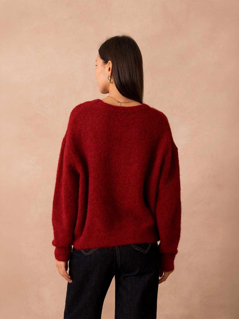 Jackie Crew Neck Knit Sweater - CERISE