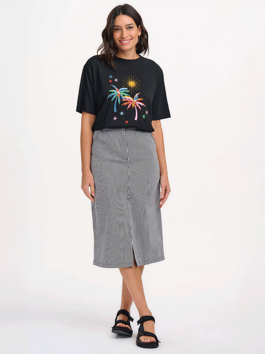Kinsley Relaxed Tee - BLACK PALMS & SUNSHINE