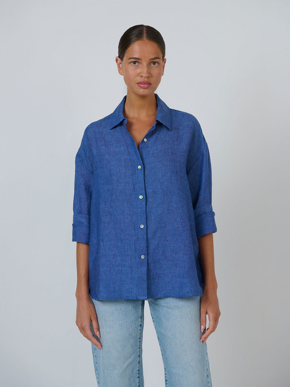 Linen Long Sleeve Shirt - INDIGO