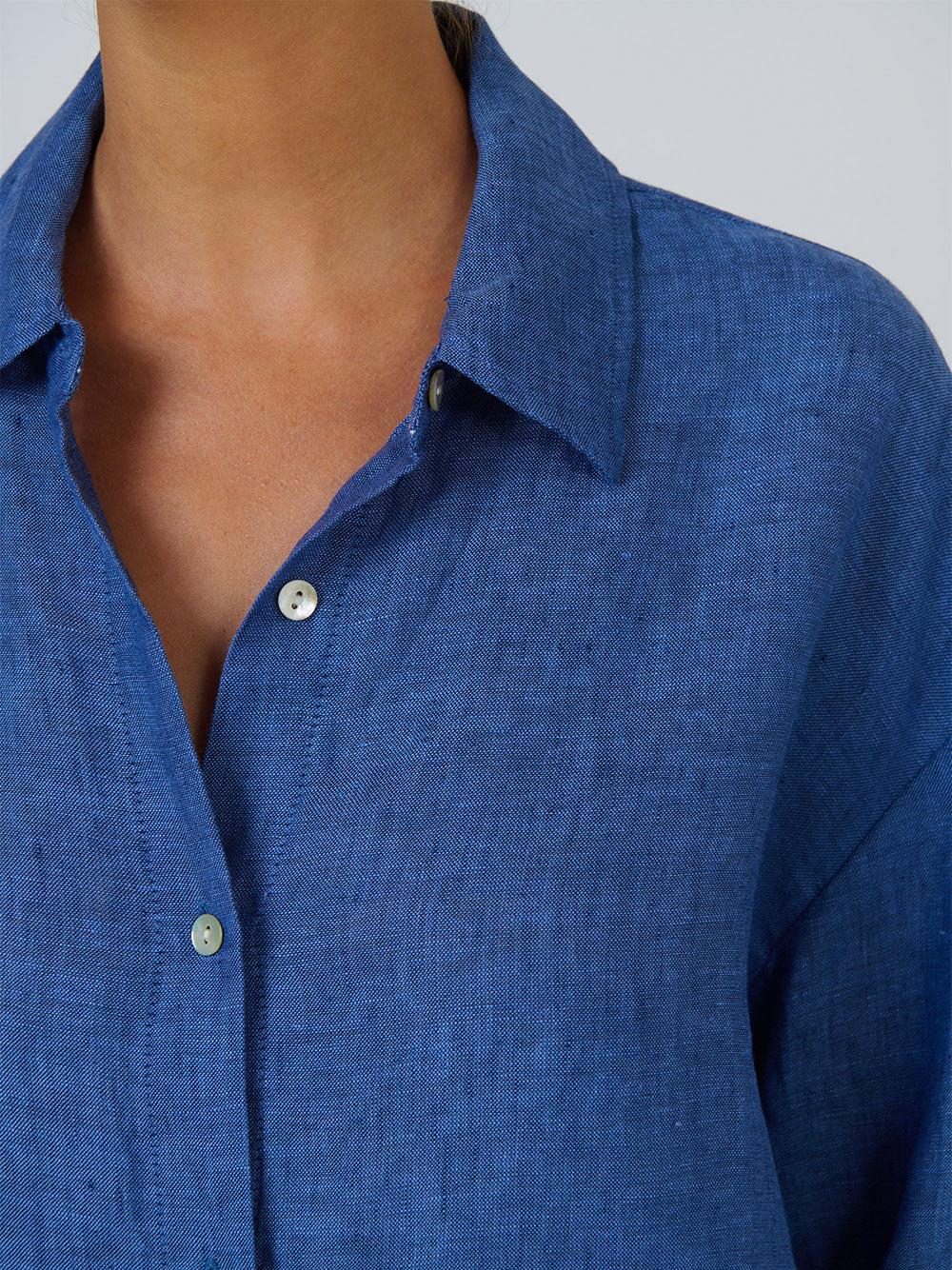 Linen Long Sleeve Shirt - INDIGO