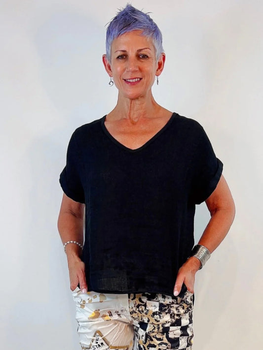 Linen Top - BLACK
