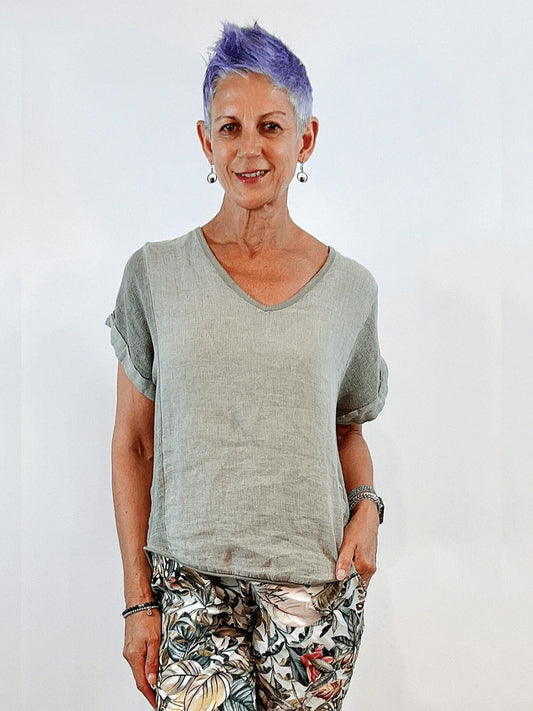 Linen Top - KHAKI