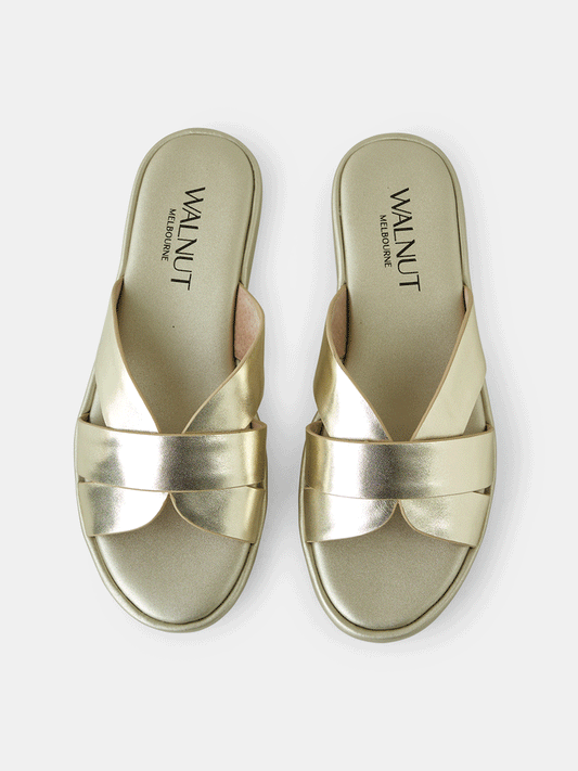 Lola Leather Slide - CHAMPAGNE