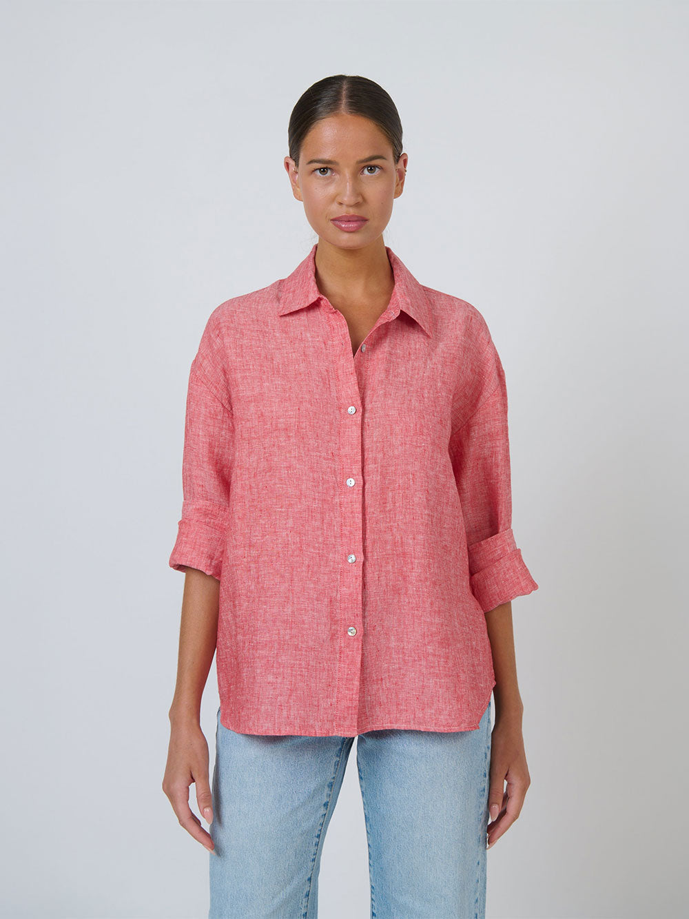 Linen Long Sleeve Shirt - CLOWN