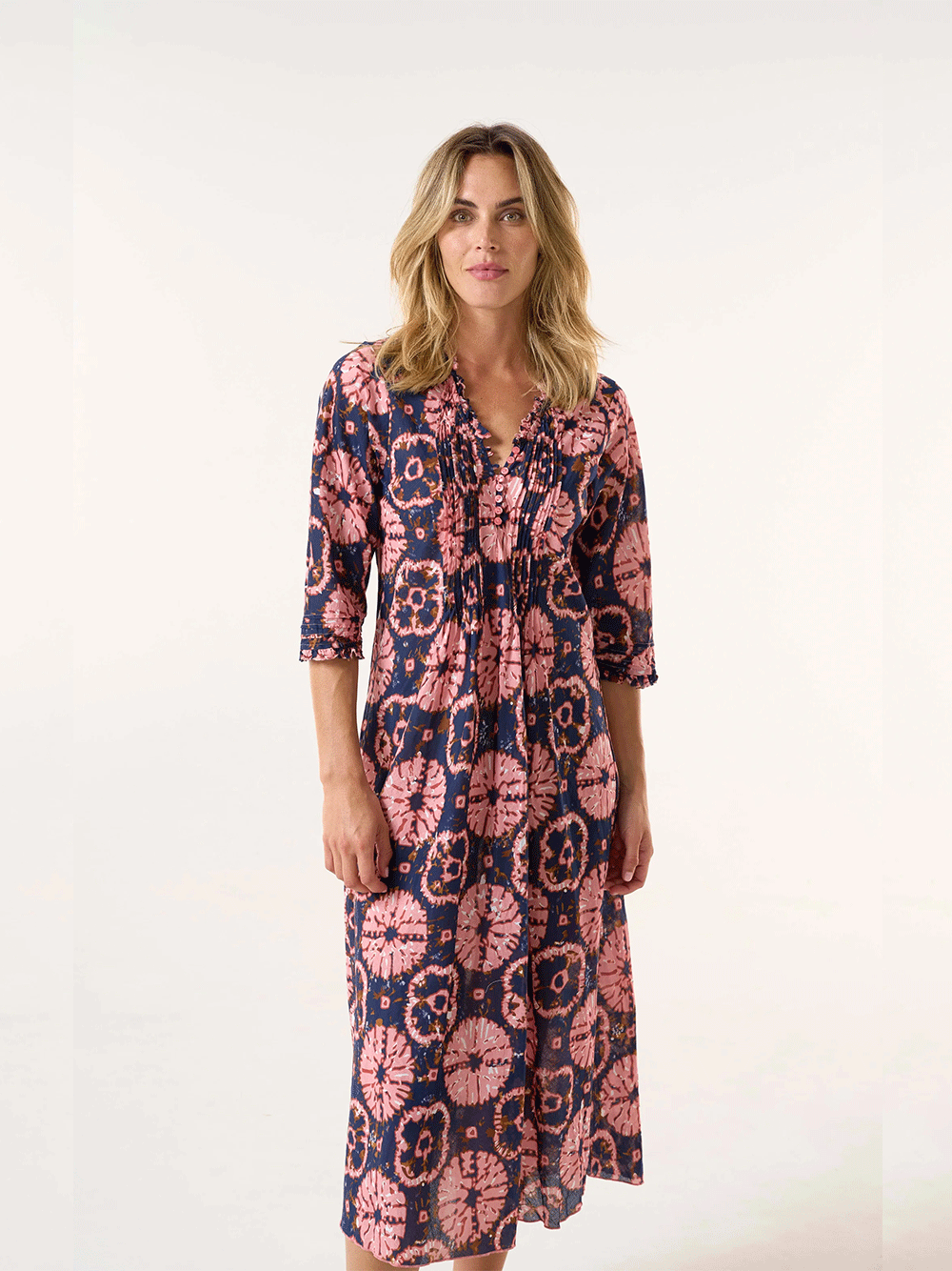 Long Poppy Cotton Dress - CAMOGLI CORAL