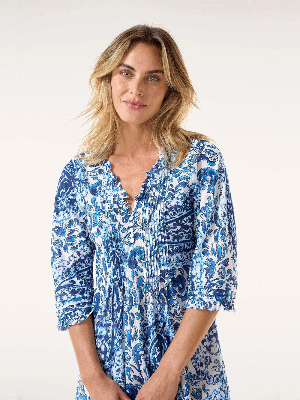 Long Poppy Cotton Dress - HYDRA NAVY