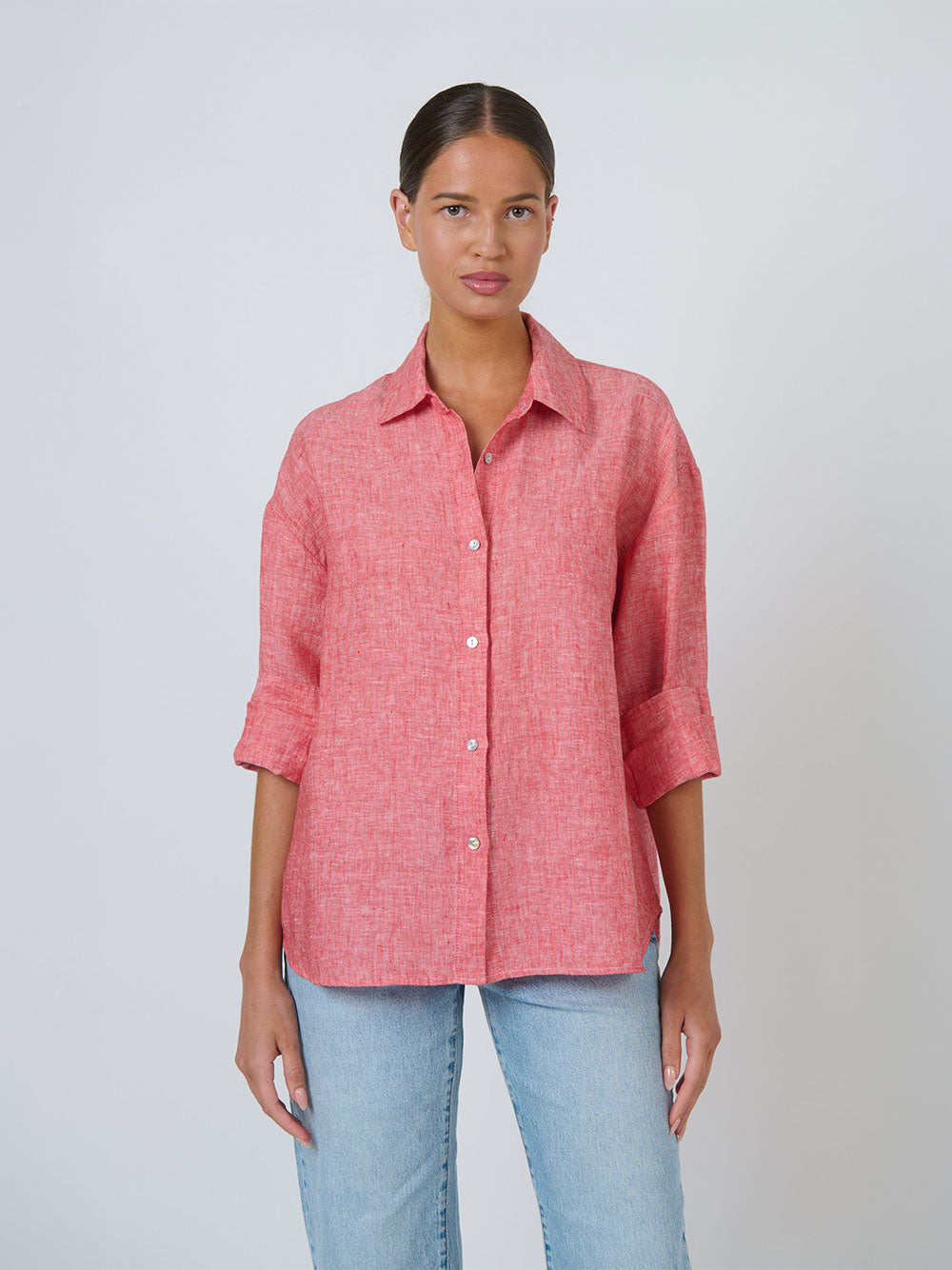 Linen Long Sleeve Shirt - CLOWN