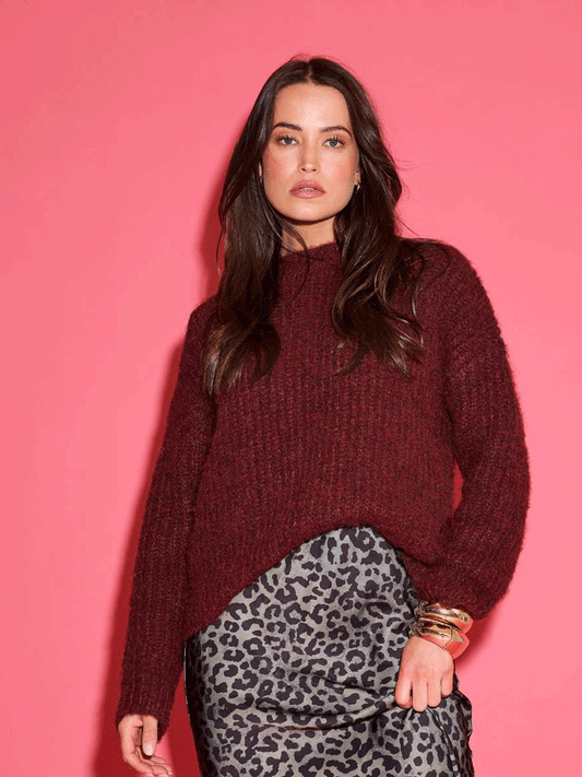 Lorenza Knit Sweater - PLUM
