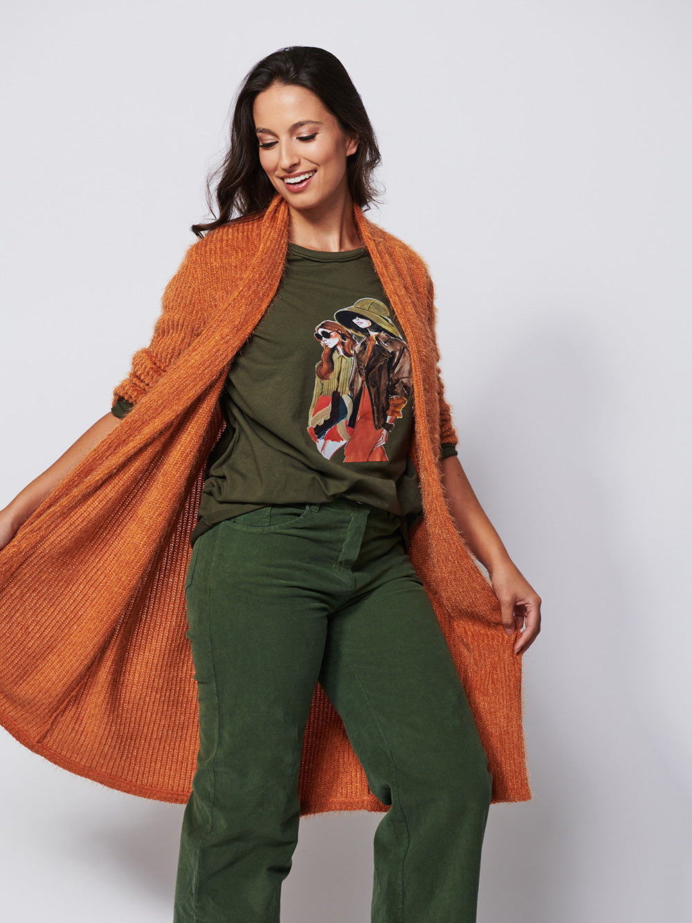 Luciana Longline Cardi - ORANGE
