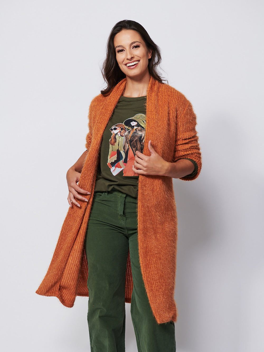Luciana Longline Cardi - ORANGE