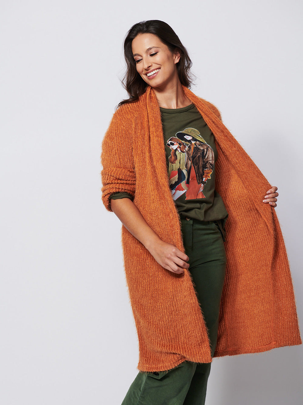 Luciana Longline Cardi - ORANGE