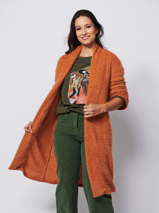 Luciana Longline Cardi - ORANGE