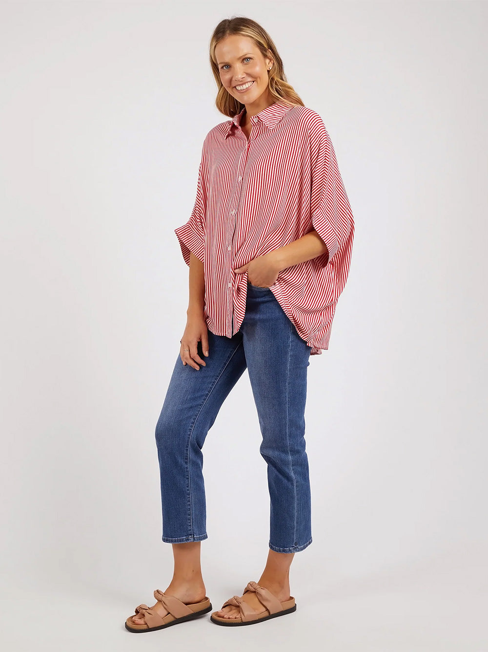 Luna Stripe Shirt - TANGELLO STRIPE