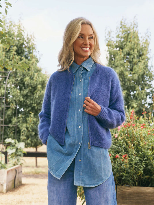 Luxe Mohair Bomber - BLUE JEANS