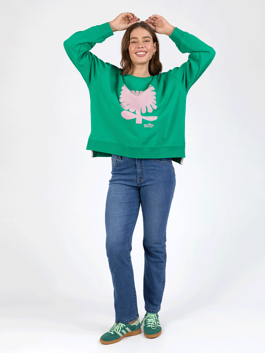 Madeleine Stamer Crew Neck Sweater - PINE GREEN