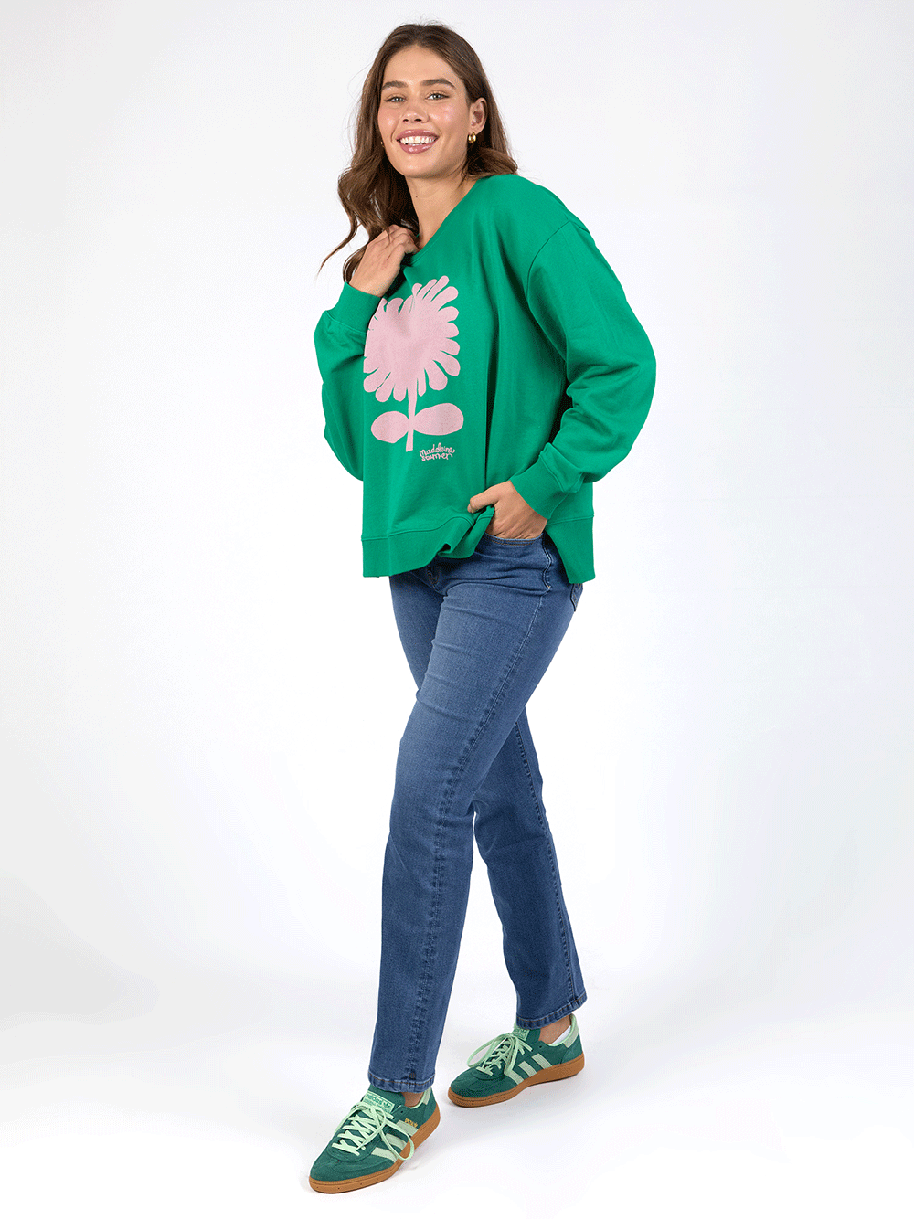 Madeleine Stamer Crew Neck Sweater - PINE GREEN