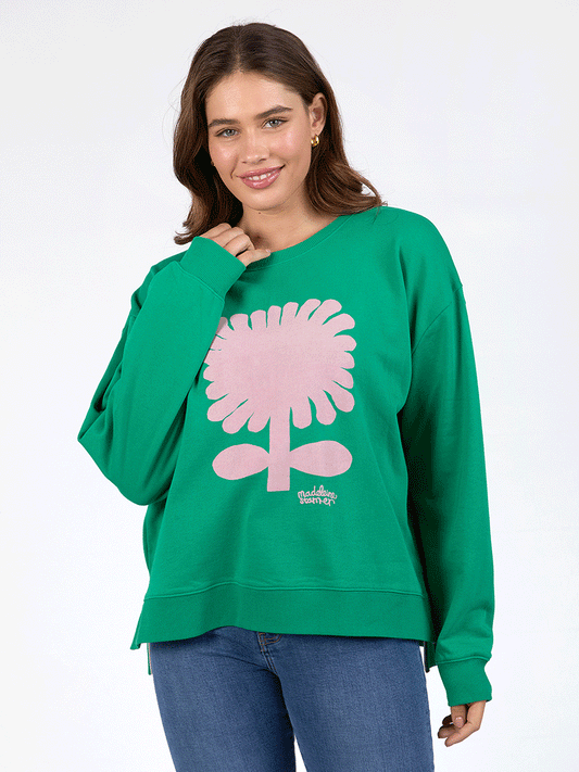 Madeleine Stamer Crew Neck Sweater - PINE GREEN